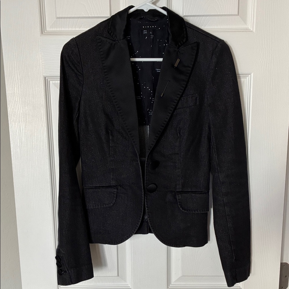Sisley Black Blazer with Satin Accents
